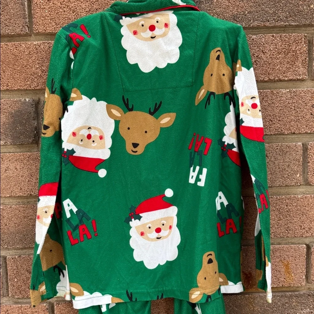 Carter's Green Santa and Reindeer Pajama Set Size 8